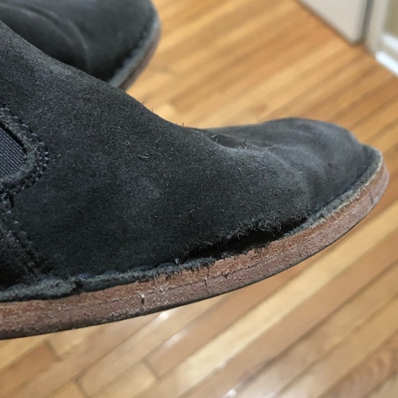 Unique Vince Slip-On Dark Grey Suede and Wooden Loafers Size: 8 - Picture 3 of 6